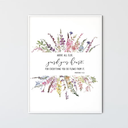 Proverbs 4:23 Guard Your Heart Scripture Wall Art Unframed Paper Print