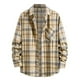 thumbnail image 2 of Blusa y camisa de manga larga con cuello vuelto para hombre, blusa informal de moda con estampado a cuadros y bolsillos, blusa de manga larga para hombre, 2 of 4