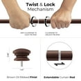 thumbnail image 2 of Deco Window 2 Pcs 52"-144" Extendable Curtain Rod for Door with End Cap Finials (1” Diameter, Brown), 2 of 7