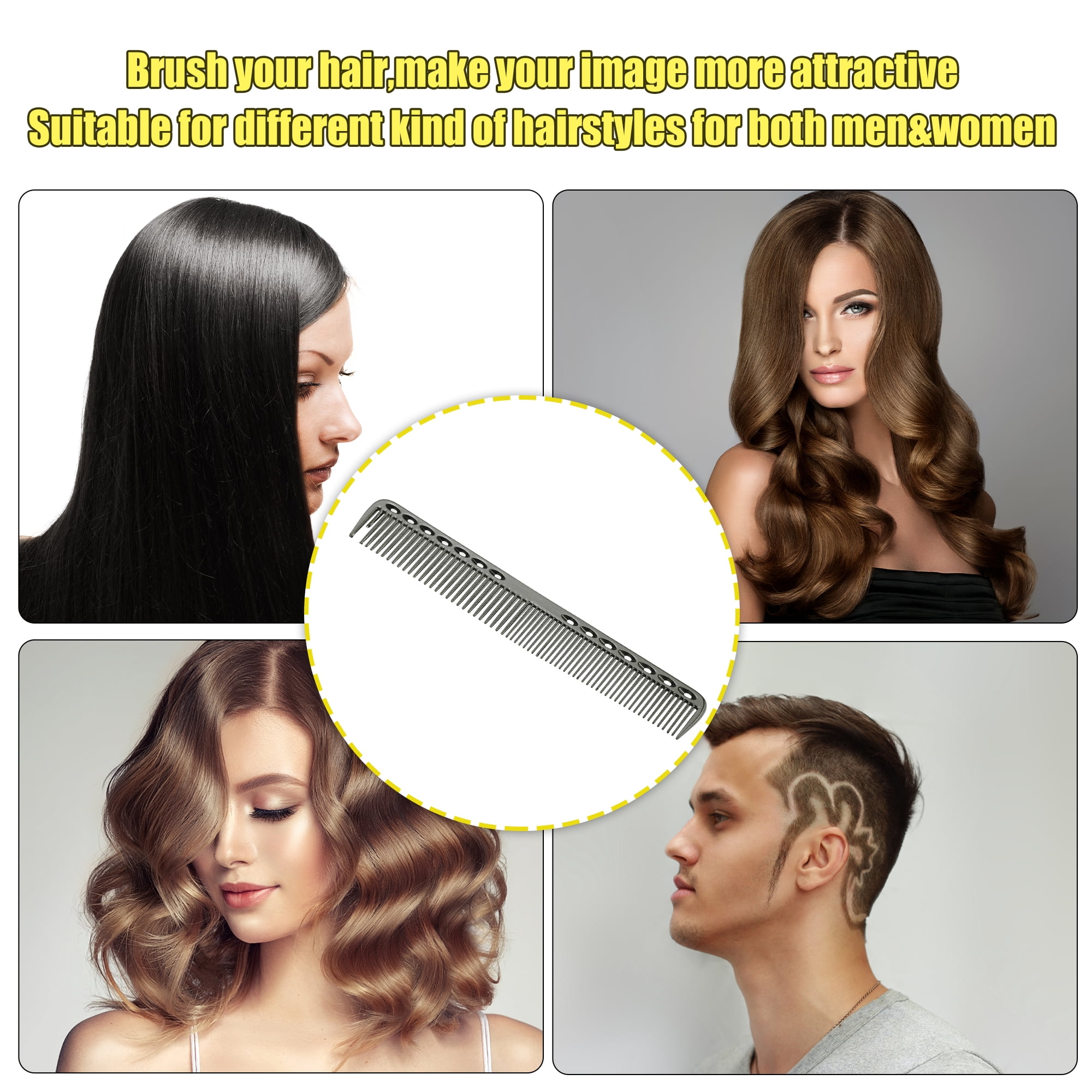 Unique Bargains 1 Pc 7.08" Hair Comb Detangling Dressing Comb Black