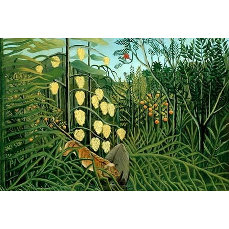 In a Tropical Forest; Tiger Attacks a Buffalo Poster Print by Henri Rousseau (24 x 36)