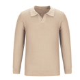 thumbnail image 5 of GuangCheng Mens Lapel Sweaters Textured Knit V Neck Pullover Business Casual Loose Fit Tops, 5 of 6