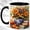 Black, variant on Autumn Flower Vase Coffee Mug, Harvest Book Mug, Ceramic 11 oz