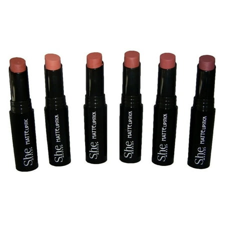 Cosmetics  Matte Lip sticks 6Pc Lot Choice of Nude Shade - By SHE  (Cos200c/d 