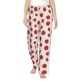 thumbnail image 2 of Lsque Abstract Red Polka Dot Print Women's Pajama Pants, Lounge Pant - Comfortable Home Wear,Elastic Waistband, Stylish Design-X-Large, 2 of 9