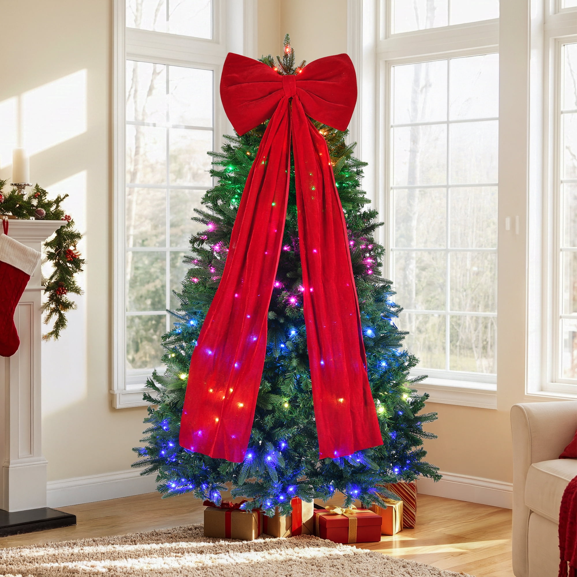 6 ft Prelit Christmas Tree with 700 LED Lights, App Control, Multi-Color RGBW Lights, Green