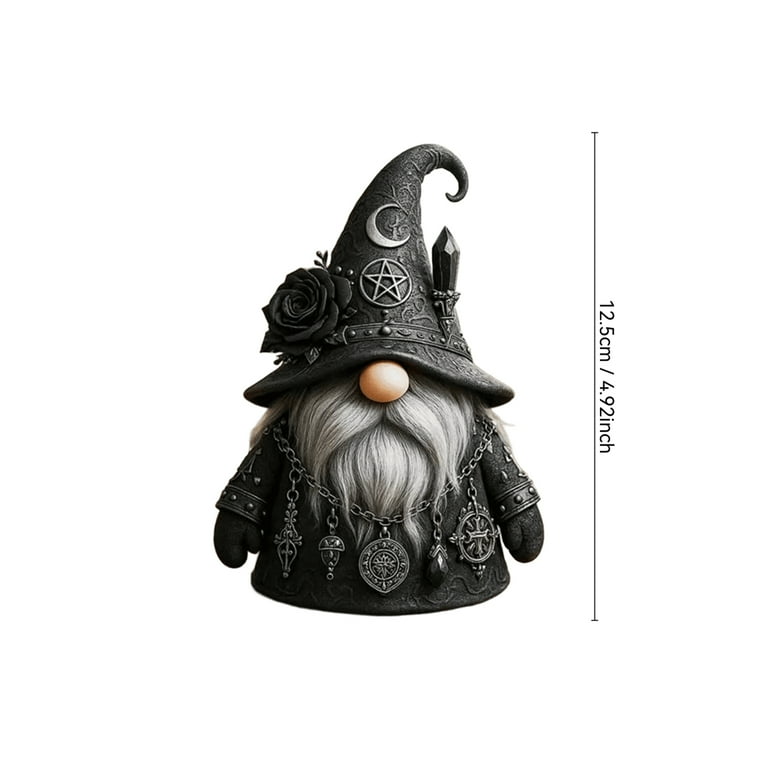 Gothic Gnome Statue for Home Decor, Witchy Gnome Figurine, Resin