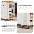 thumbnail image 6 of 85.5 Inch Kitchen Island with Extendable Dining Table, Rolling Kitchen Cart with Power Outlet, 3 Drawers, 2 Doors & Open Shelves, White, 6 of 14