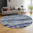 thumbnail image 6 of Addison Rugs Mayfield Premium Machine Washable Transitional Stripes Purple Round Rug, 8' x 8', 6 of 6