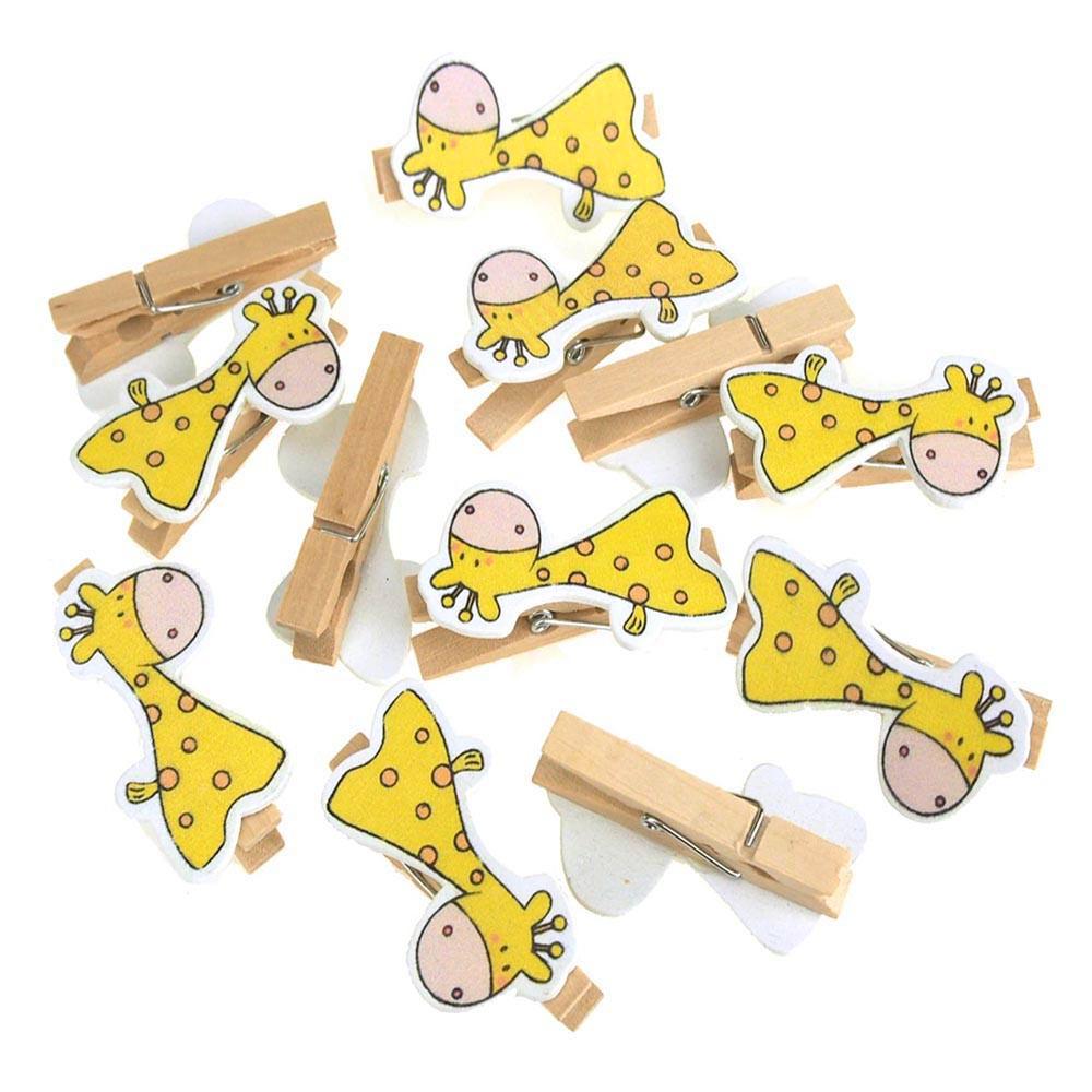 Wooden Giraffe Clothespins Baby Favors, 2Inch, 12Piece