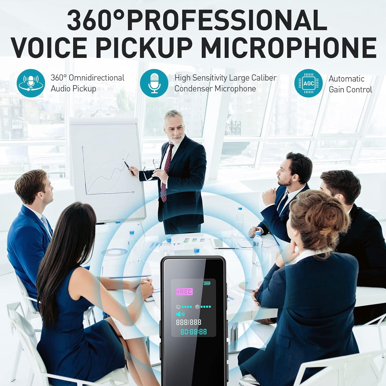 64GB Digital Audio Voice Recorder for Lectures Meetings, Voice Activated Tape Recorder with Playback Dictaphone Sound Recorder Recording Device, Noise Reduction, MP3 Player