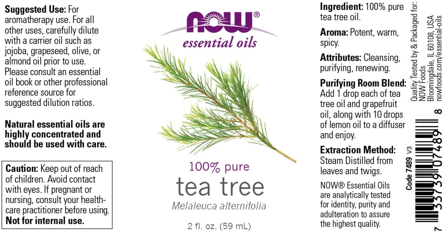 NOW Essential Oils, Tea Tree Oil, Cleansing Aromatherapy Scent, Steam Distilled, 100% Pure, Vegan, Child Resistant Cap, 2-Ounce - 2 Packs - image 5 of 6