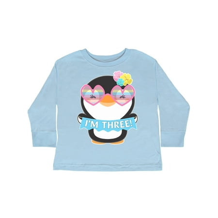 

Inktastic I m 3 Cute Penguin with Sunglasses and Flowers Gift Toddler Boy or Toddler Girl Long Sleeve T-Shirt