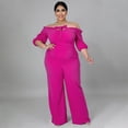 thumbnail image 2 of AURA Women One Shoulder Jumpsuit Plus Size High Waist Wide Leg Casual Elegant Outfit, 2 of 6