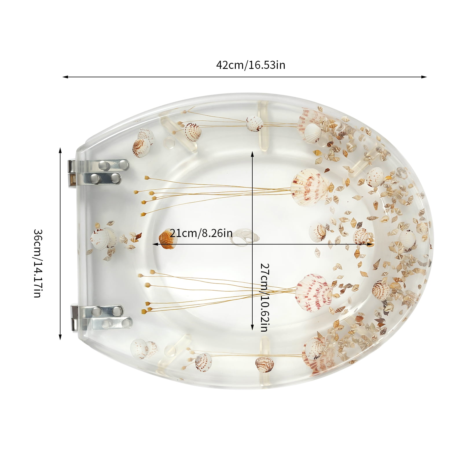 Dwellnix Heavy-Duty Decorative Toilet Seat with Clear Acrylic & Preserved Botanicals | 330lbs Capacity | Stainless Steel Reinforced Resin Construction