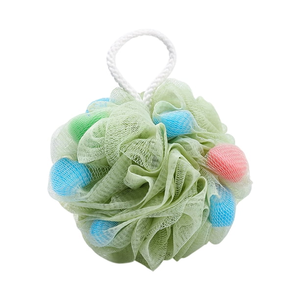 Esponja de ducha de PE, exfoliante corporal de malla, esponja exfoliante para adultos, mujeres y hombres, flor de baño espumosa con cuerda para colgar, para gel de ducha y jabón, accesorio de baño