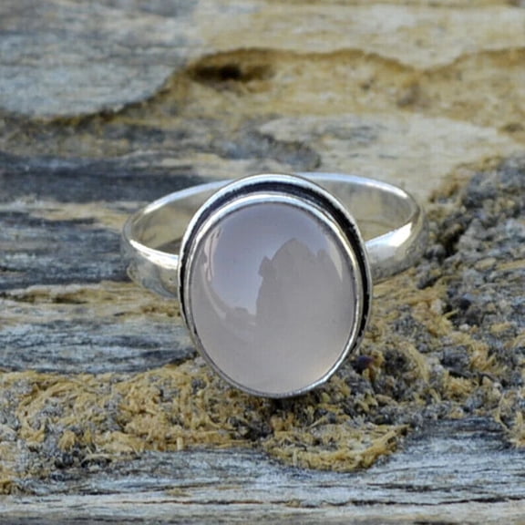 Handmade Rose Quartz Ring 925 Sterling Silver Jewelry Dainty Ring All Sizes