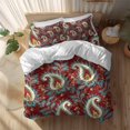 thumbnail image 2 of Red Bandanna Queen Size Comforter Set, Ethnic Indian Style Retro Country Bedding for All Seasons, 4 Pcs Bed Set, 1Quiltcover (90"x92") ,1Sheet(94"x116"), 2Pillowcases (30"x20"), 2 of 9