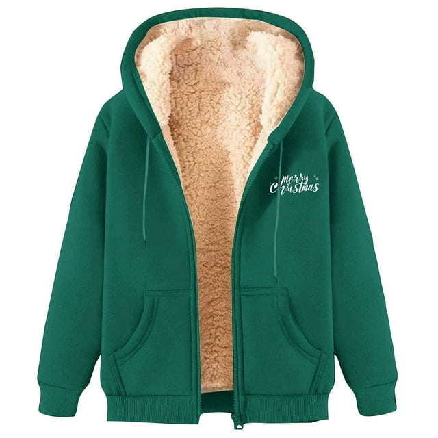 Lovzfmll Veste en Molleton de Noël pour Femme, Style Chandail à Capuchon Mode Vert, TG