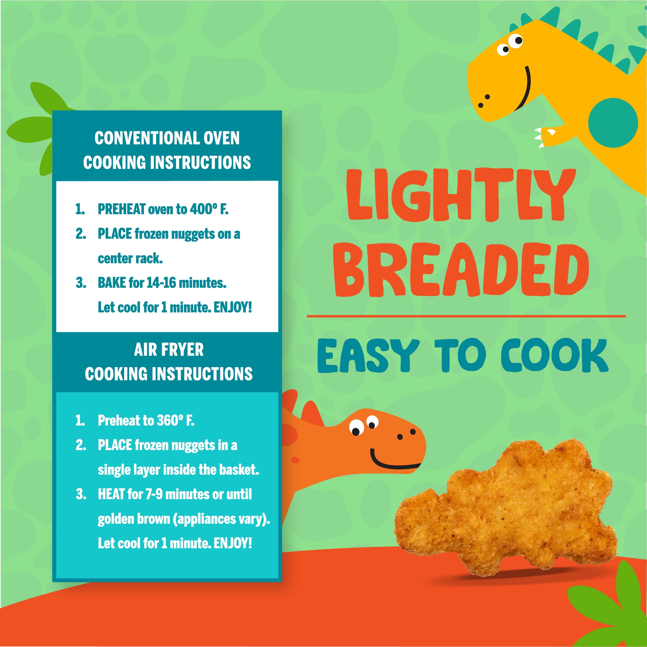 Realgood Foods Co. Lightly Breaded Dino Chicken Nuggets, 20 oz Bag (Frozen)