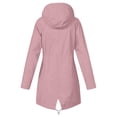 thumbnail image 5 of Xaqiouau Womens Striped Lined Hooded Jacket Mid-Length Water-Resistant Windproof Coat Quick Dry Lightweight Outerwear Outdoor Hiking Casual Daily Windbreaker Pink S, 5 of 7
