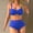 Blue, variant on Womens Bikini Set 2 Piece Womens Bathing Suits Push up Ruched Front Halter Sleeveless High Waisted Split Bathing Suits Summer Solid Color Comfortable Ladies Running Swimwear Orange M