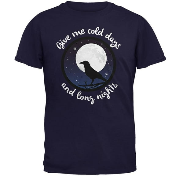 Cold Days Long Nights Fall Moon Raven Mens T Shirt Navy X-LG