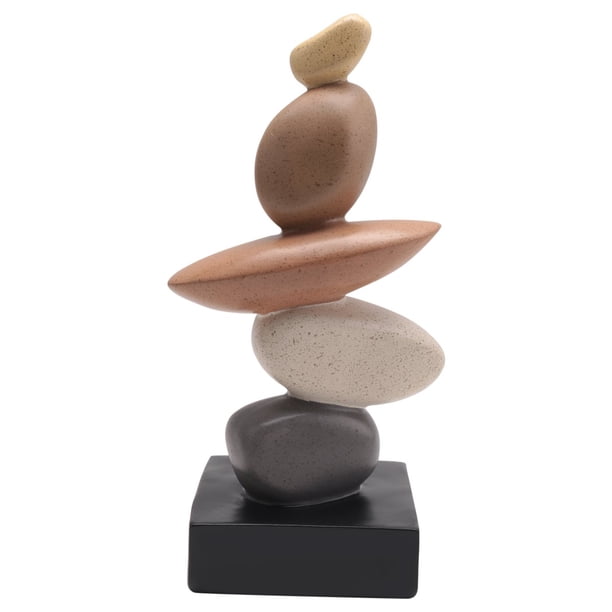 Escultura de Piedras Apiladas Resina: Arte Rupestre Abstracto y Equilibrado para Distintos Tipos Habitaciones, Elemento Mesa