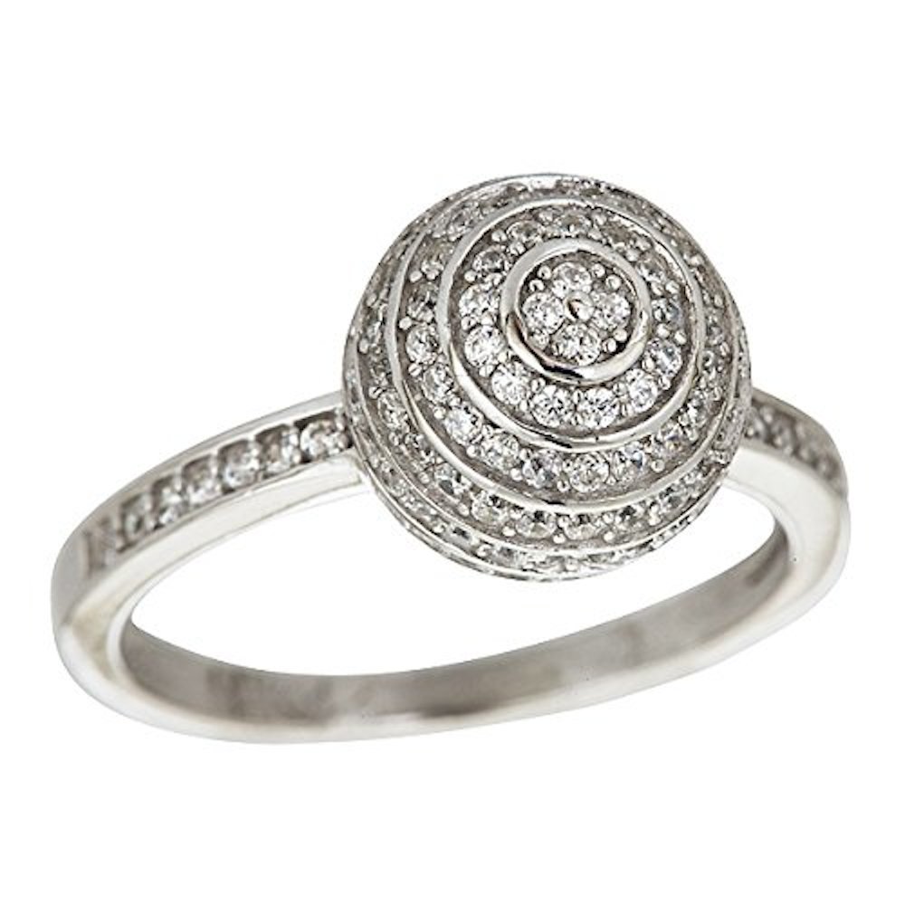 Decadence - Sterling Silver 3D Target Cubic Zirconia Ring - Walmart.com - Walmart.com