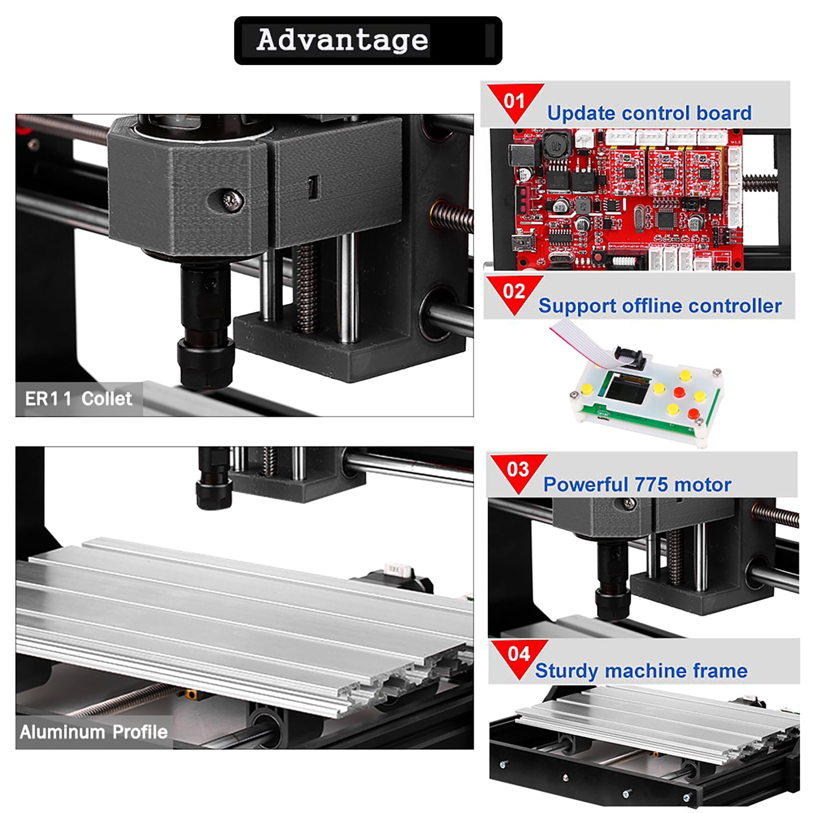 Machine CNC 30x18 PRO Engraving Machine Kit GRBL Control Mini Engraver With ER11 Spindle Chuck For Plastic Wood Acrylic