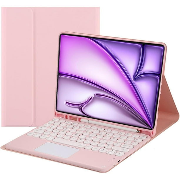 Funda con teclado táctil para iPad Air de 13 pulgadas (M3) 2025, (M2) 2024 con portalápices - Teclado Bluetooth táctil magnéticamente desmontable