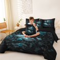 thumbnail image 4 of Homewish Gothic Halloween Skull 7pcs Queen Bedding,Blue Rose Flowers Bedding Comforter Set Queen,Black Reversible, 4 of 8