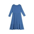 thumbnail image 4 of XADYUY Maxi Dresses for Girls 10-12 7-8 Casual A-Line Long Sleeve Girls Long Dresses Solid Color Crew Neck Sundresses Tiered Beach Dresses with Pockets,Blue, 4 of 5