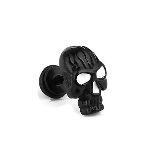 WREESH Steel Ornaments Stainless Steel Earrings Titanium Steel Screw Earrings Vintage Skull Earrings