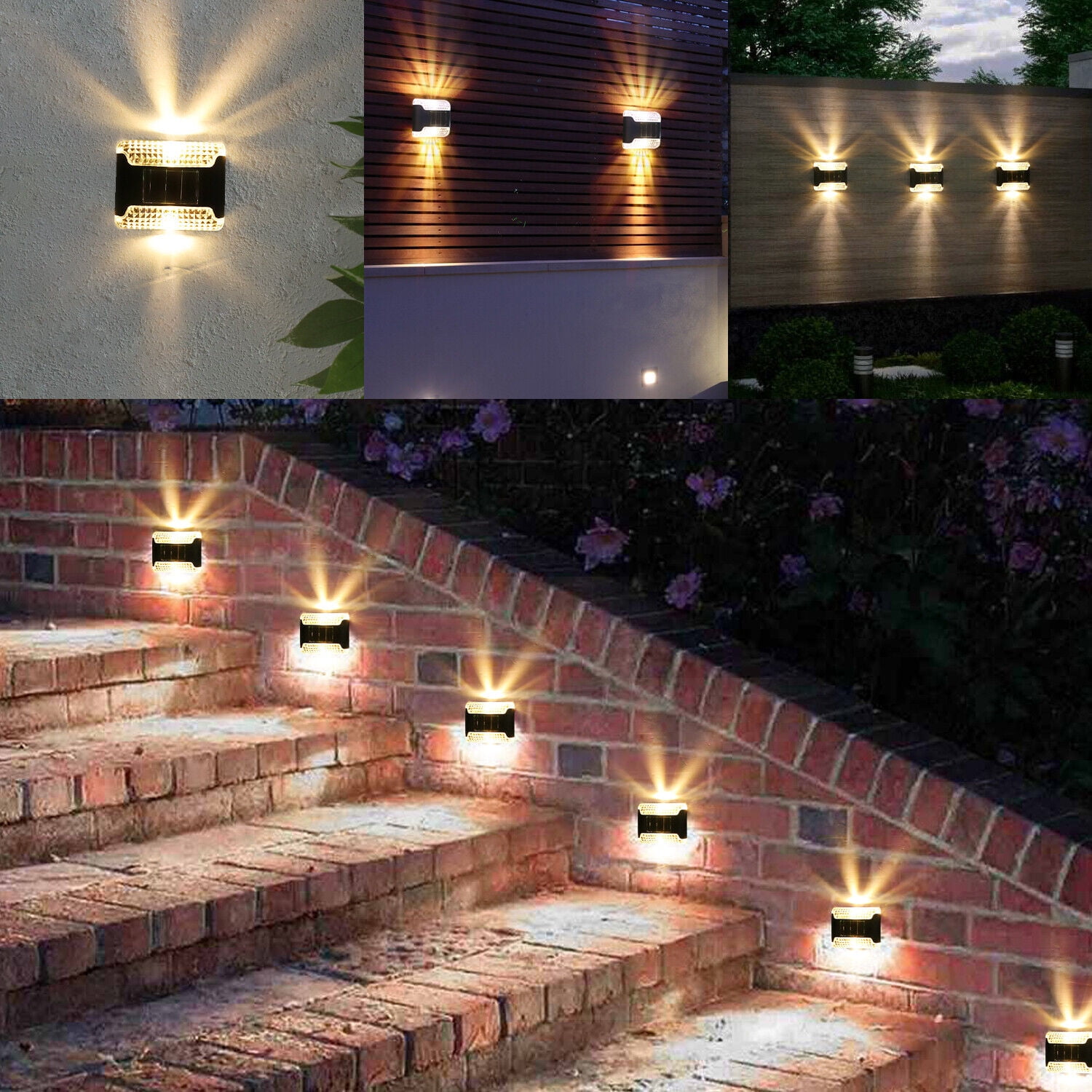 Elegant Choise 4-32pcs Solar Deck Lights Outdoor Waterproof LED Steps Lamps  For Stairs Fence