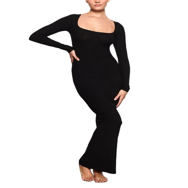 MesaSe Robe Maxi Moulante à Col Roulé à Manches Longues pour Femmes, Robe Longue Décontractée