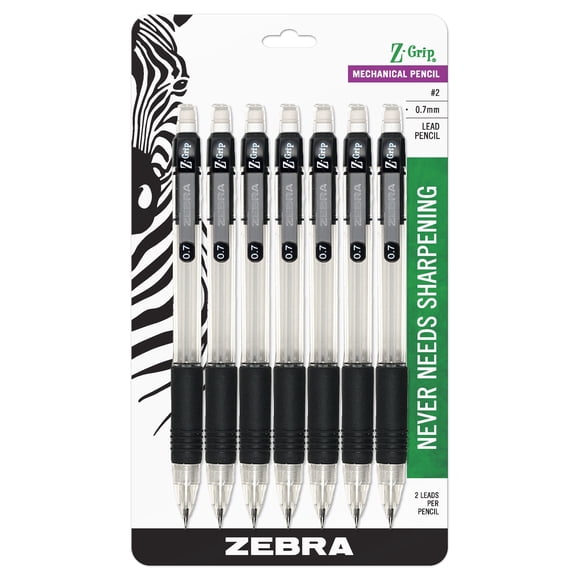 Lápiz mecánico Zebra Pen Z-Grip de 0,7 mm HB #2 Graphite, paquete de 7