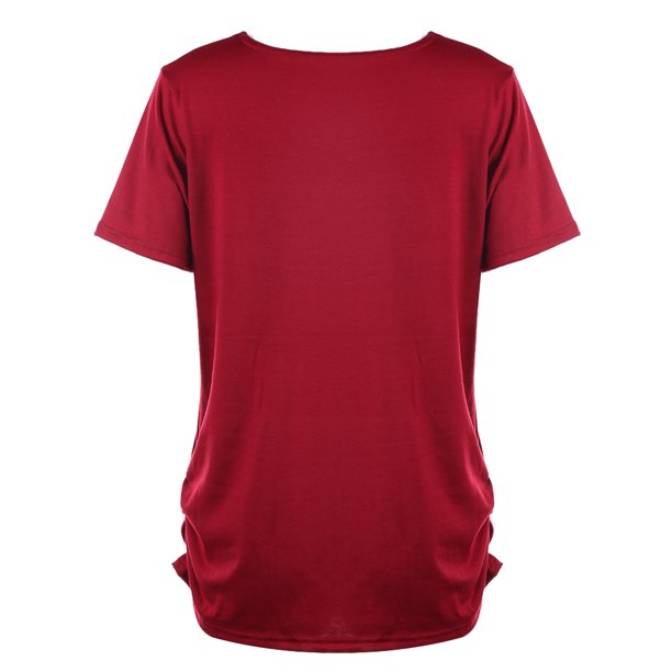 Camisetas Elásticas De Manga Corta Con Estampado De Bebés Y Mujeres Embarazadas (Rojo Vino) (Xxl)-199645.04 Likrtyny Mujer