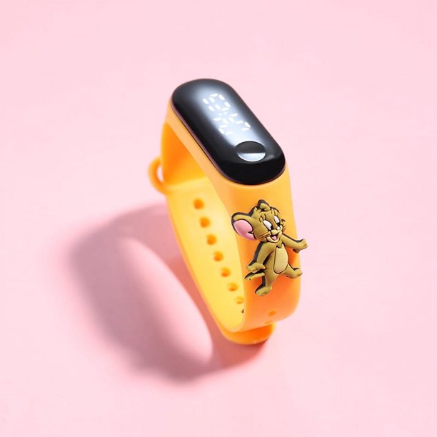 Reloj electrónico LED de muñeca de estudiante de dibujos animados, reloj electrónico impermeable táctil para natación, reloj electrónico de escuela secundaria
