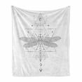 thumbnail image 1 of Dragonfly Soft Flannel Fleece Throw Blanket, Contemporary Geometric Bohemian Inspired Insects Greyscale Art, Cozy Plush for Indoor and Outdoor Use, 50" x 60", Grey Dark Grey White, by Ambesonne, 1 of 5