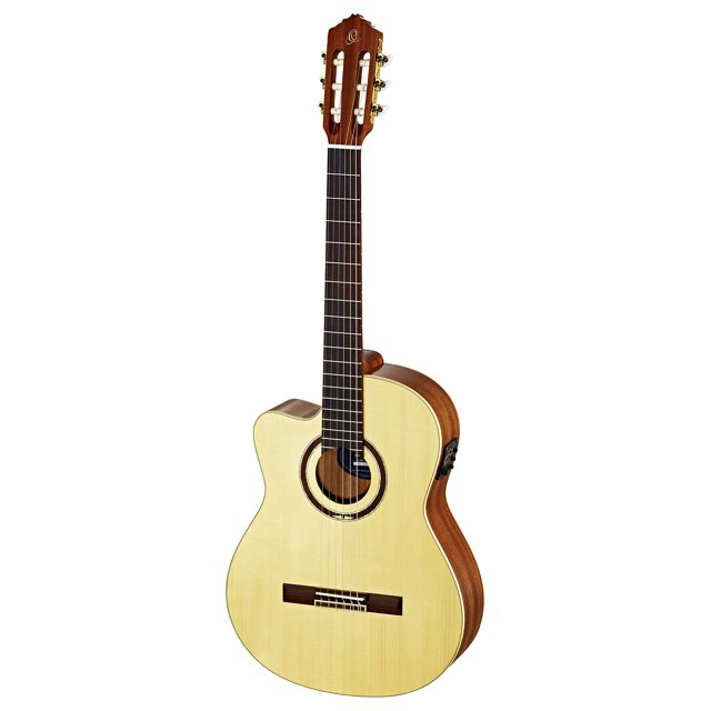 Ortega Guitars 6 String Performer Series Left-Handed Solid Top Slim Neck Acoustic-Electric Nylon Classical Guitar w/Bag, (RCE138SN-L)