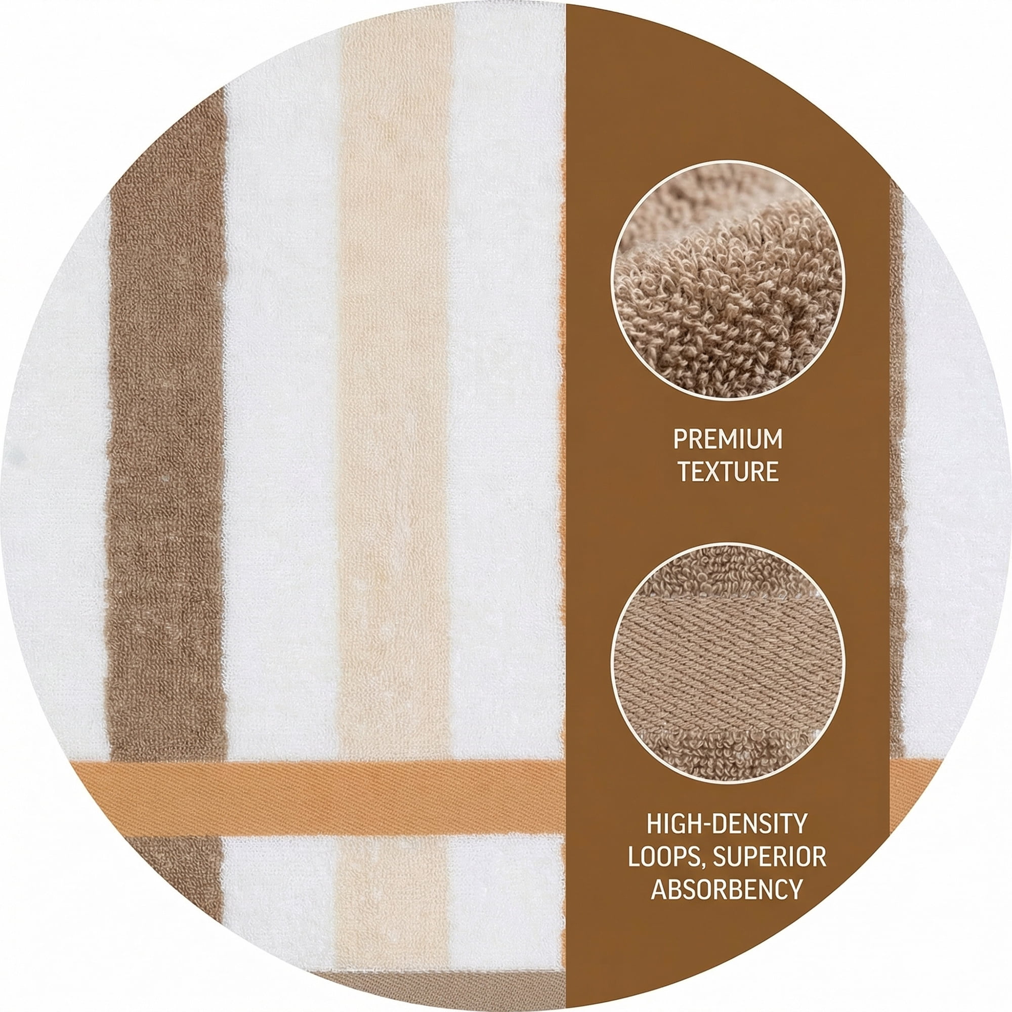 Unique Bargains 13 x 13 Inches Striped Cotton Showering Bathroom Washcloths Brown 6pk