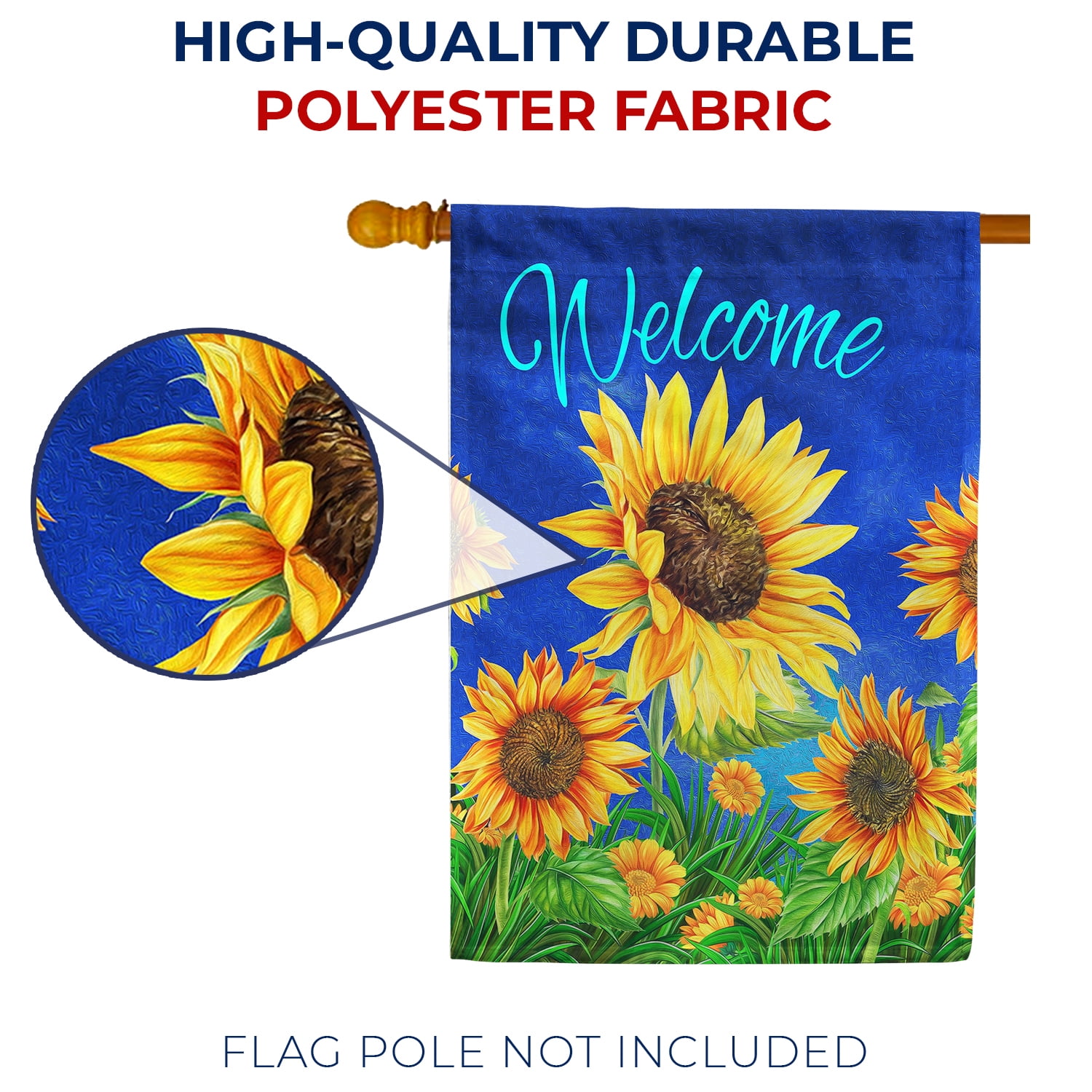 America Forever Welcome Sunflower Summer Floral House Flag 28 x 40 inches Yellow Floral Blue Sky Spring Blossom Double Sided Seasonal Yard Outdoor Decorative Happy Summer House Flag