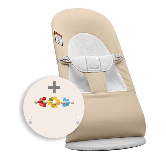 BabyBjorn Bouncer Balance Soft, Beige/Gray w/ Flying Friends
