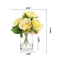 thumbnail image 3 of Enova Home Artificial 5 Larges Heads Velvet Roses Flowers Arrangement in Clear Glass Vase with Faux Water (Peach), 3 of 3