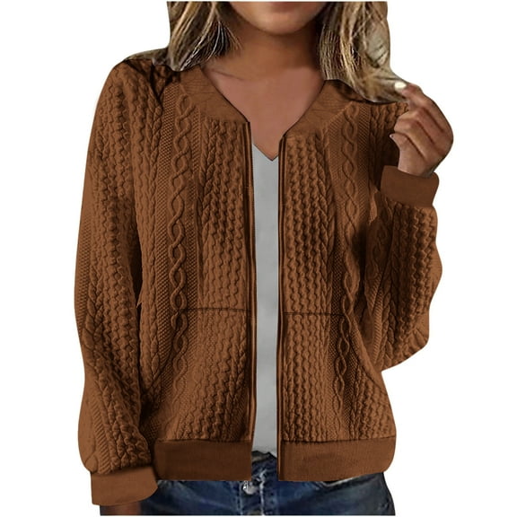 Zip Up Sweater Hoodie for Women Ribbed Knit Jackets Long Sleeve V Neck Coats Athletic Loose Fit Outerwear Warm Lightweight Tops Athletic Sweatshirts Fall Winter Outfits