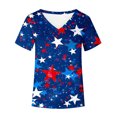 thumbnail image 4 of Qetyuw Independence Day Shirts for Women Summer Patriotic Red White and Blue Print Tshirts Tunic Short Sleeve Tees V Neck Blouses Tops Work Tops for Women, 4 of 5