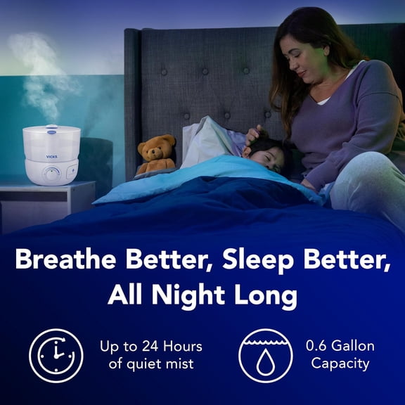 EasyCare Plus Top Fill Filter- Cool Mist Humidifier for Small Rooms with VapoSteam and VapoPads