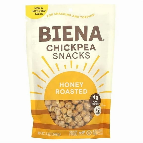 BIENA, Chickpea Snacks, Honey Roasted, 5 oz Pack of 3