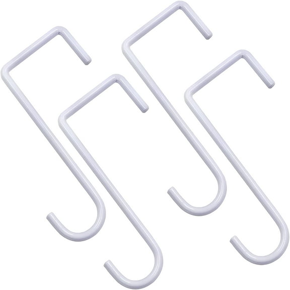 ACDANC Vinyl Fence Hooks 2x6 inch,Fence Hangers Patio Light Hooks,4 Pack Patio White Powder Coated Steel Fence Hooks for Hanging Plants,Planters,Bird Feeders,Lights